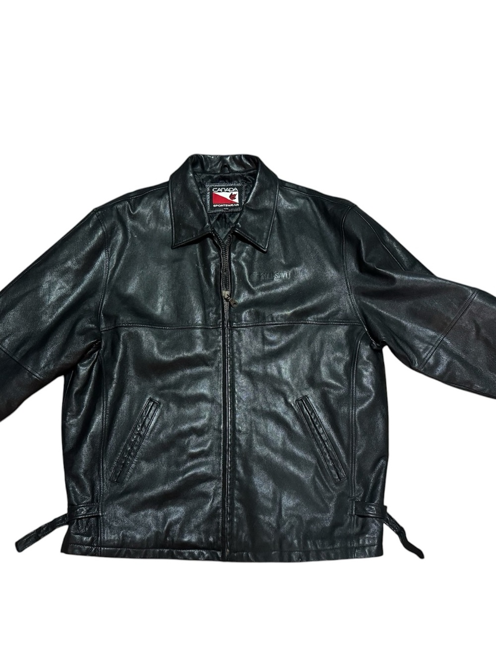 Bella Canvas 100% sheep Leather Zip Front Jacket in Black